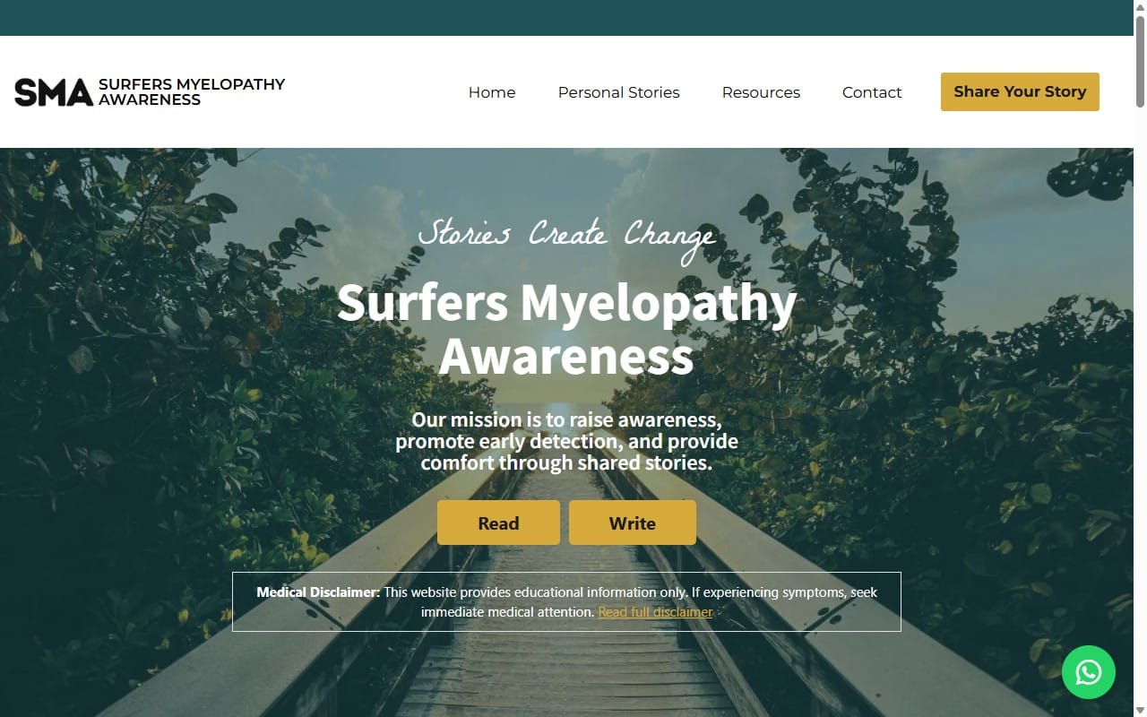 Surfers Myelopathy Awareness website