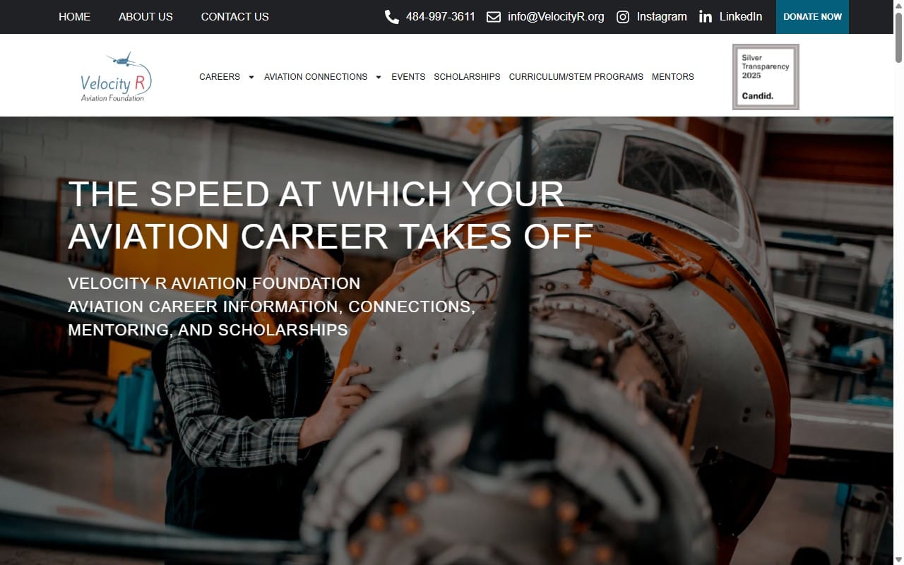 Velocity R Aviation Foundation website